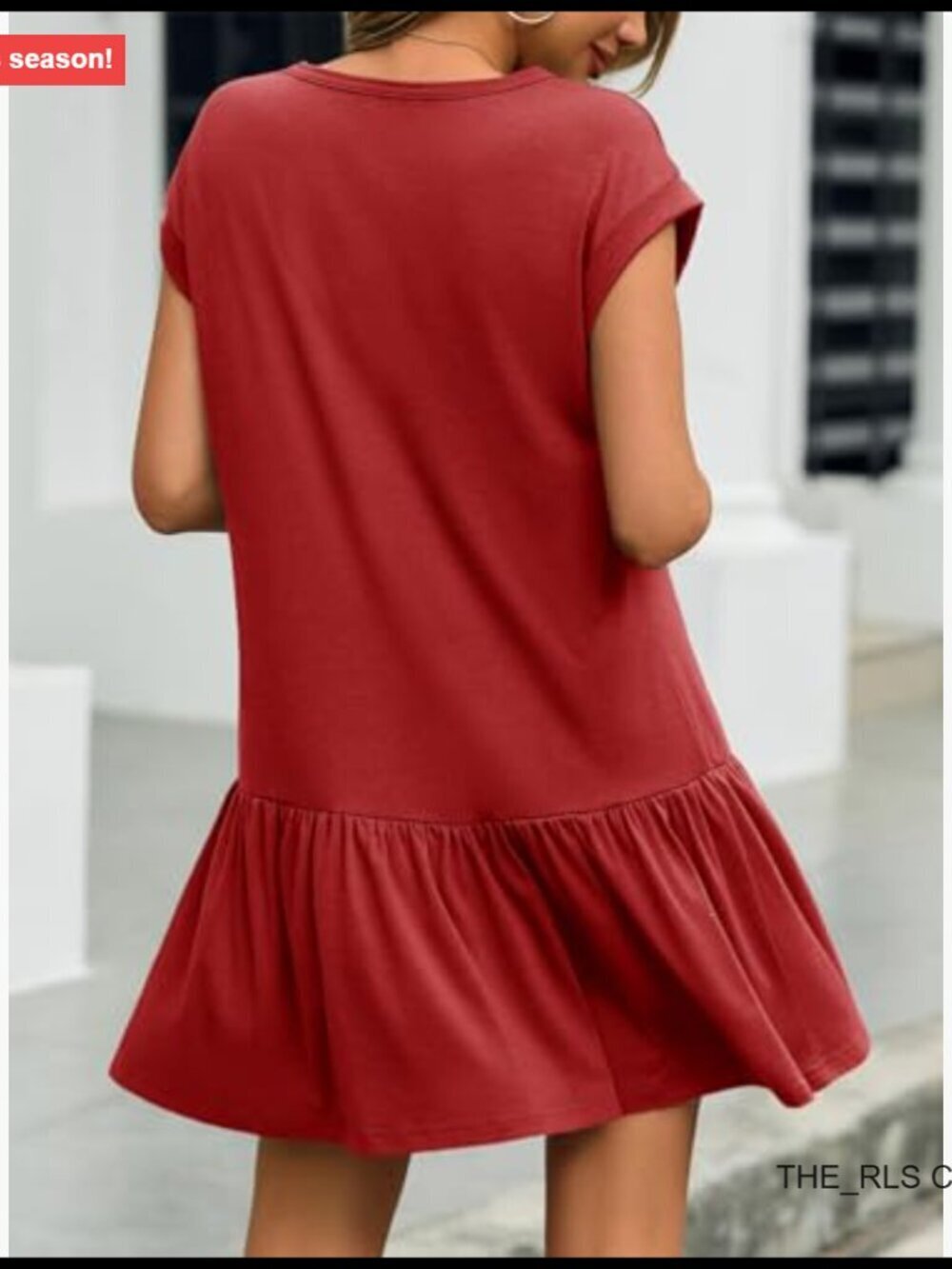 Summer T-Shirt Dress Casual Short Cap Sleeve Ruffle Hem Loose Mini - Picture 4 of 6